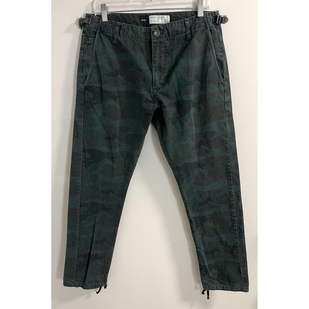 Vintage RVCA Jogger Pants Chino Men's 32x30 Camo Military Buckle Drawstring Y2K